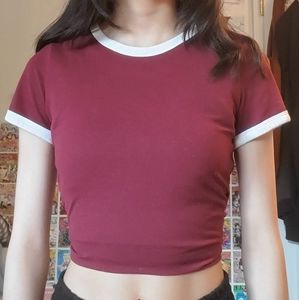 Garage burgundy and white top